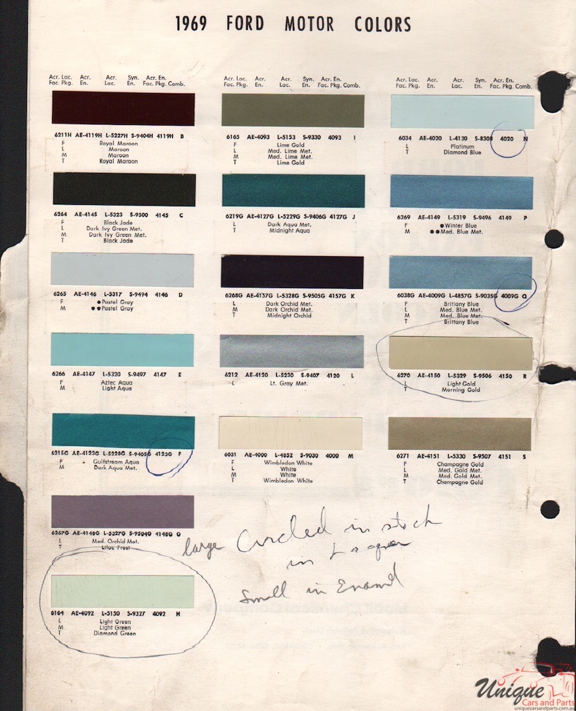 1969 Ford Paint Charts Arco 2
